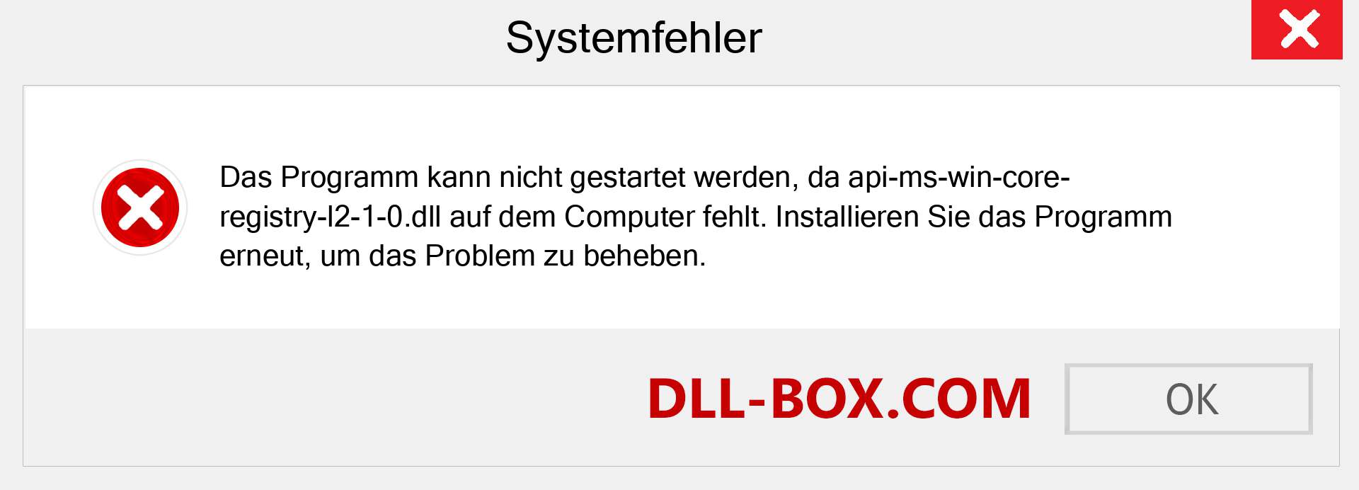 api-ms-win-core-registry-l2-1-0.dll-Datei fehlt?. Download für Windows 7, 8, 10 - Fix api-ms-win-core-registry-l2-1-0 dll Missing Error unter Windows, Fotos, Bildern